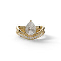 2 Carat Pear cut Curve Design Lab Diamond Wedding Ring set - Gemini - 10K Solid Gold / Yellow Gold