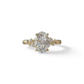 E-VVS Oval Cut Cluster-Vintage Setting Lab Grown Diamond Ring - Celeste Arc - 2 Carat / 10K Solid Gold / Yellow Gold