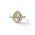 E-VVS Oval Cut Halo & Pave Lab Grown Diamond Engagement Ring - AnnaBella - 2 Carat / 10K Solid Gold / Yellow Gold
