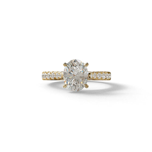 1.50 Carat E VVS Oval Cut Lab Diamond Engagement Ring - Scorpio - 10K Solid Gold / Yellow Gold