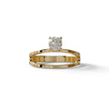 E VVS Round Brilliant Solitaire Engagement Ring with a split‑shank Band - Auric Grace - 1.5 Carat / 10K Solid Gold