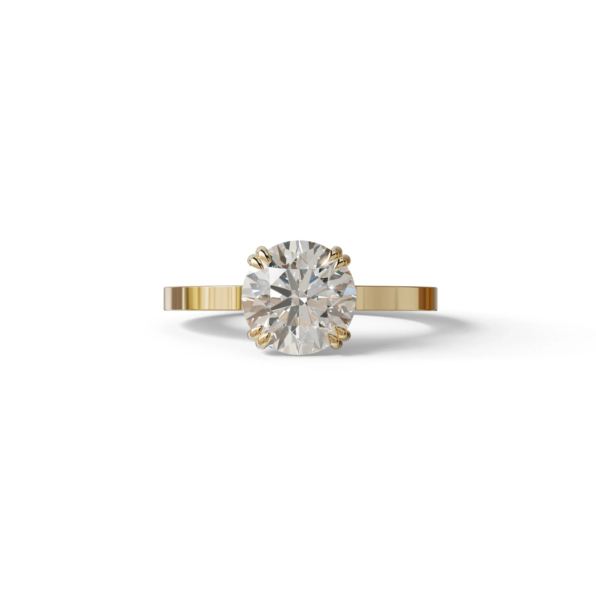 2 Carat E VVS Round Cut Hidden Halo Lab Diamond Engagement Ring - Maeve - 10K Solid Gold / Yellow Gold