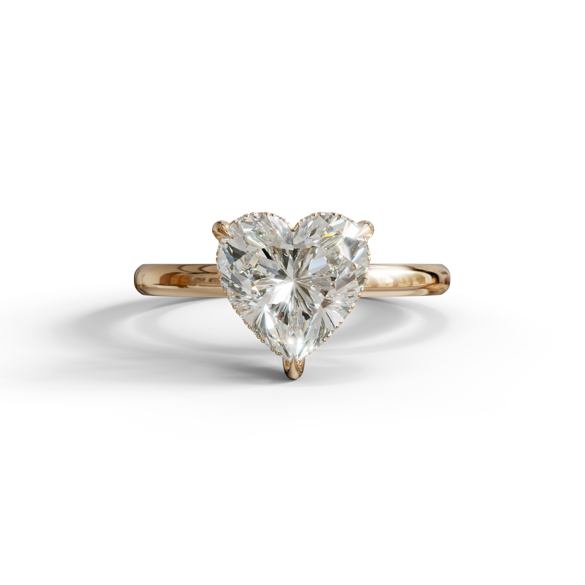 3 Carat E VVS Heart Cut Hidden Halo Set Lab Grown Diamond Engagement Ring - 10K Solid Gold / Yellow Gold