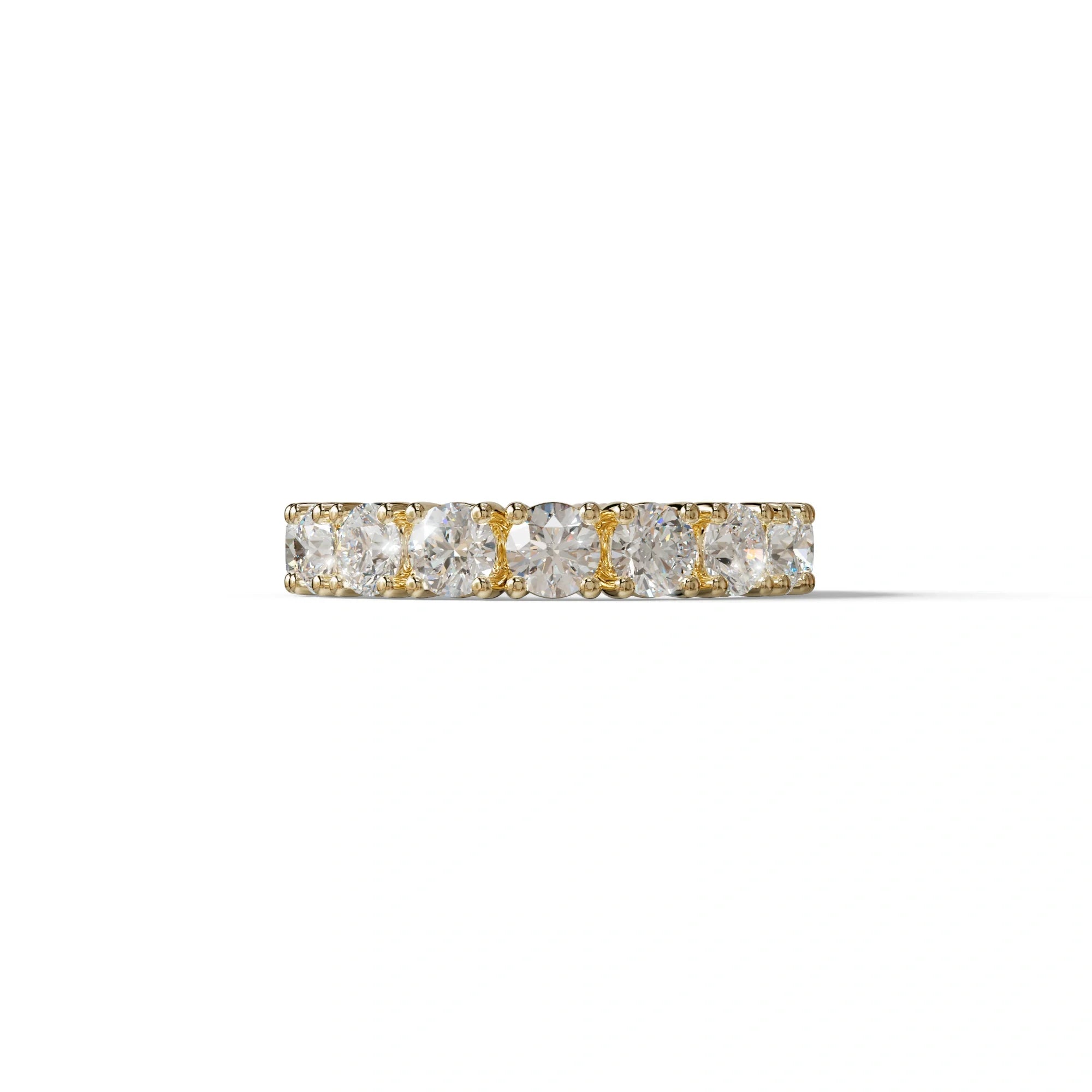 E VVS 5 Carat Round Full Eternity Lab Diamond Band - Prong Setting - 10K Solid Gold / Yellow Gold