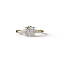 E-VVS Round Three Stone Lab Grown Diamond Engagement Ring - Romance - 2 Carat / 10K Solid Gold / Yellow Gold