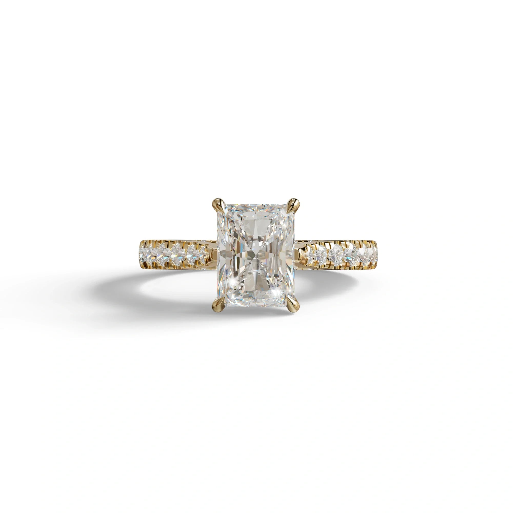 E VVS 2 Carat Radiant Cut Halo & Pave Lab Grown Diamond Ring- Asphalt