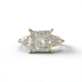 3 Carat E/VVS Princess Cut Lab Diamond In 3 Stones Claw Prongs Setting Ring - 10K Solid Gold / Yellow Gold