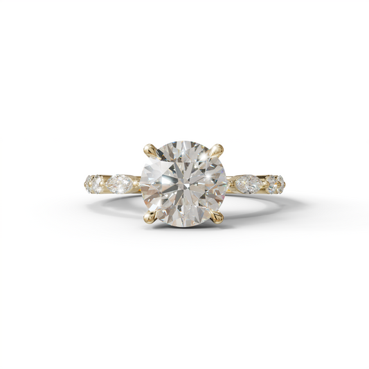 2 Carat E-VVS Round Cut Hidden Halo & Pave Set Lab Diamond Ring - Pure Origin