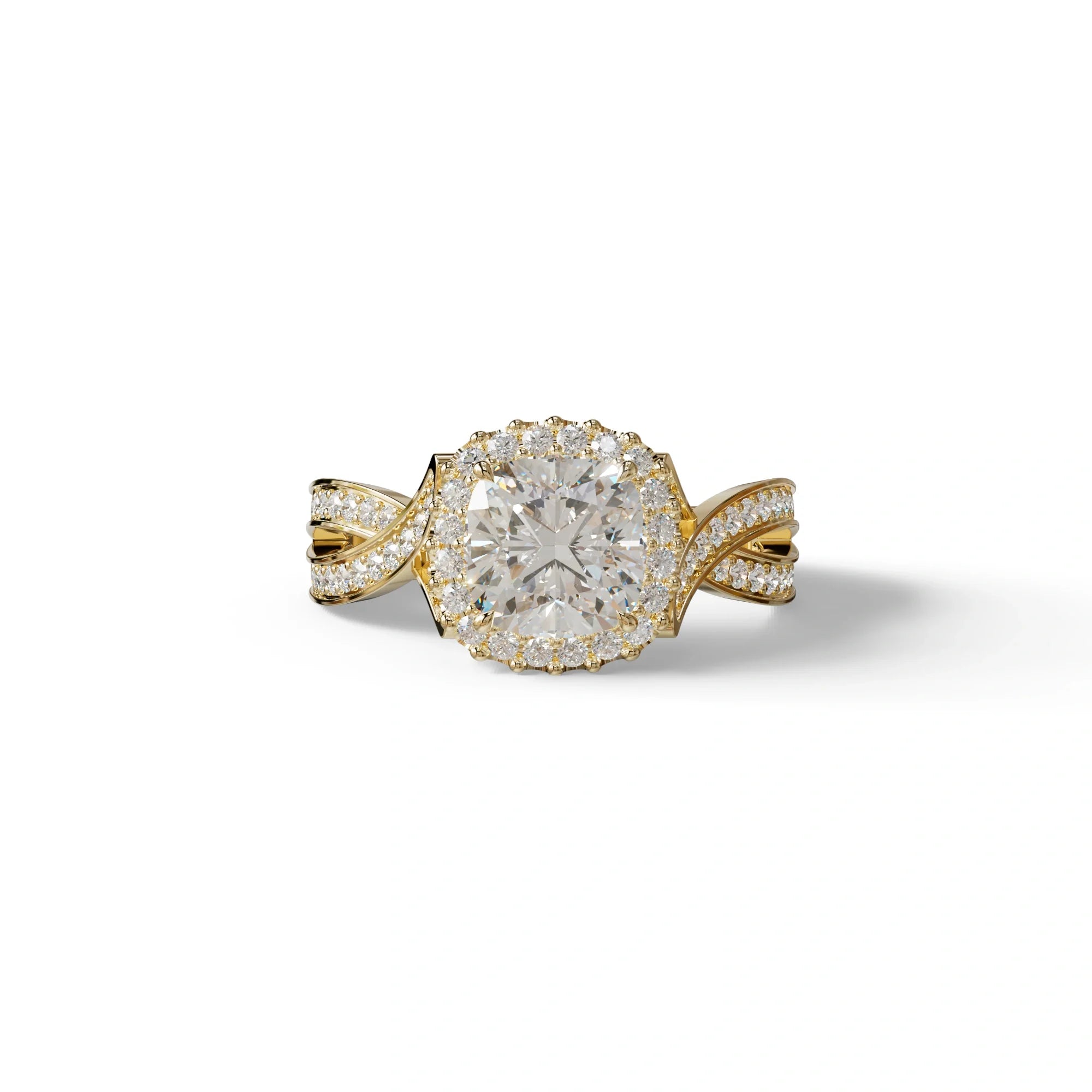 3 Carat E VVS Cushion Cut Lab Grown Diamond Engagement Ring - Odessa - 10K Solid Gold / Yellow Gold