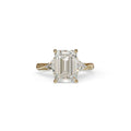 3Ct Emerald Cut Lab Grown Diamond Three stone Engagement Ring - Polaris - 10K Solid Gold / Yellow Gold