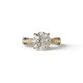3 Carat E/VVS Round Cut V-Shank Pave Setting Lab Grown Diamond Ring - Je t’adore - 10K Solid Gold / Yellow Gold