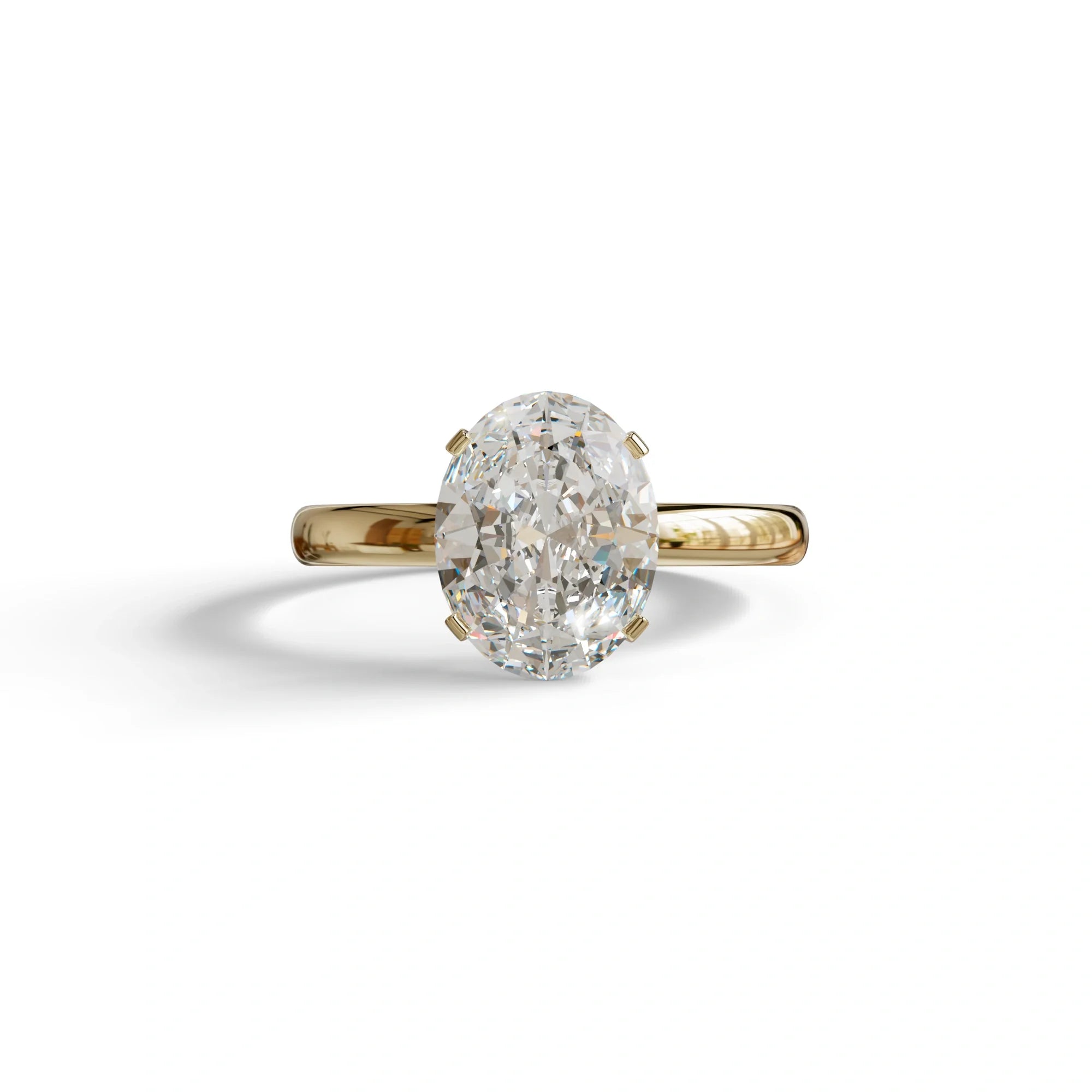 2ct Oval solitaire Diamond Ring White Gold Lab Diamond Engagement Ring - Eira - 10K Solid Gold / Yellow Gold