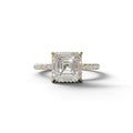 3 Carat E-VVS Asscher Cut Hidden Halo & Pave Lab Grown Diamond Ring - 10K Solid Gold / Yellow Gold