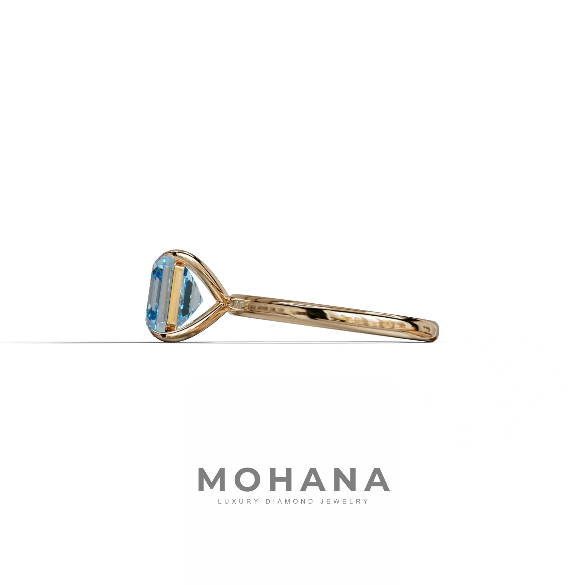 Fancy Blue Asscher Cut Solitaire Lab Grown Diamond Engagement Ring - Fabriciana