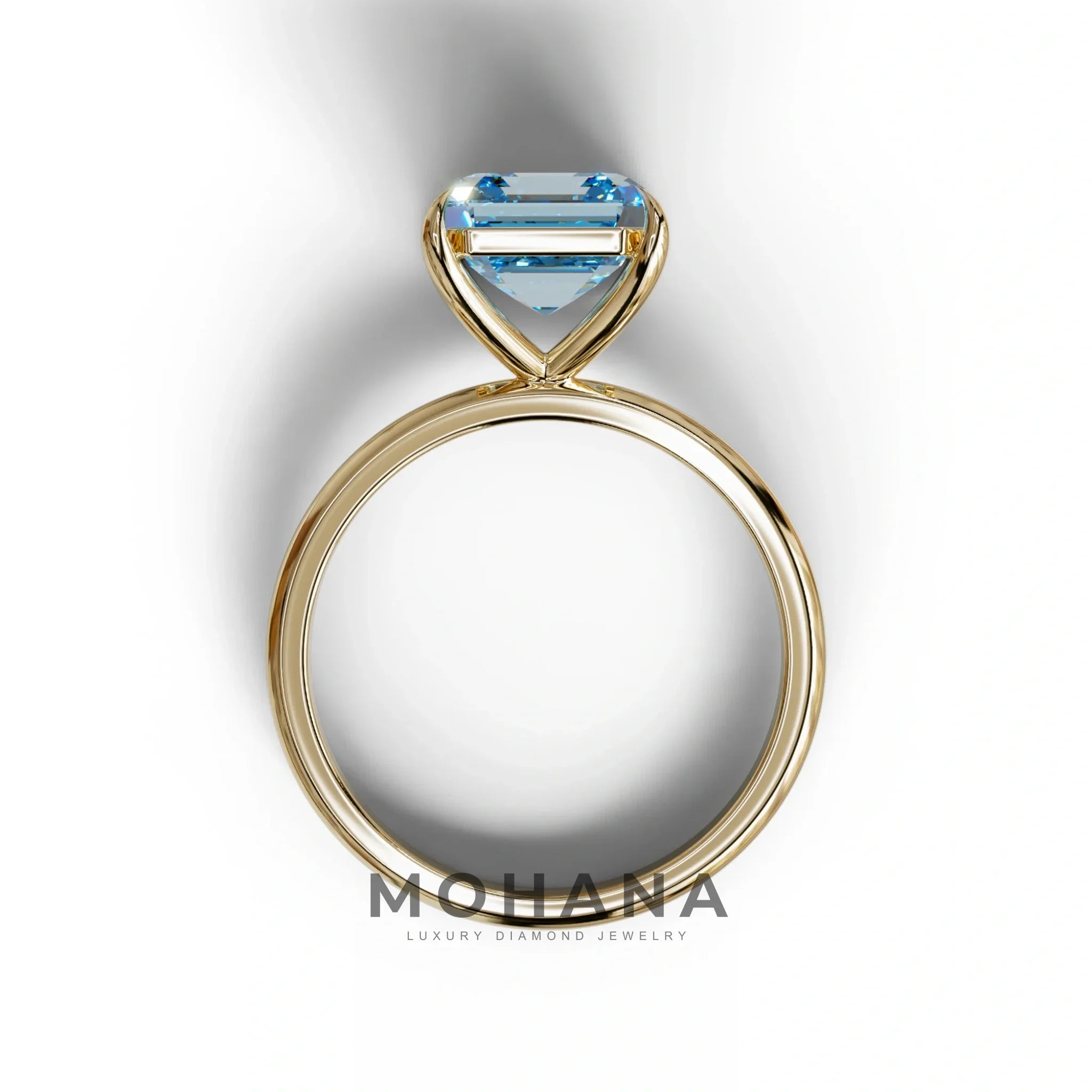 Fancy Blue Asscher Cut Solitaire Lab Grown Diamond Engagement Ring - Fabriciana