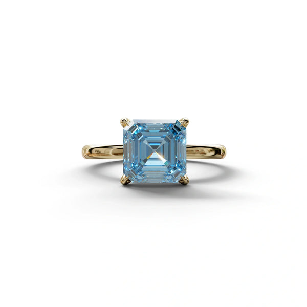 2 to 5 Carat Blue Lab Grown Diamond Engagement Ring – Asscher Cut Solitaire | Fabriciana