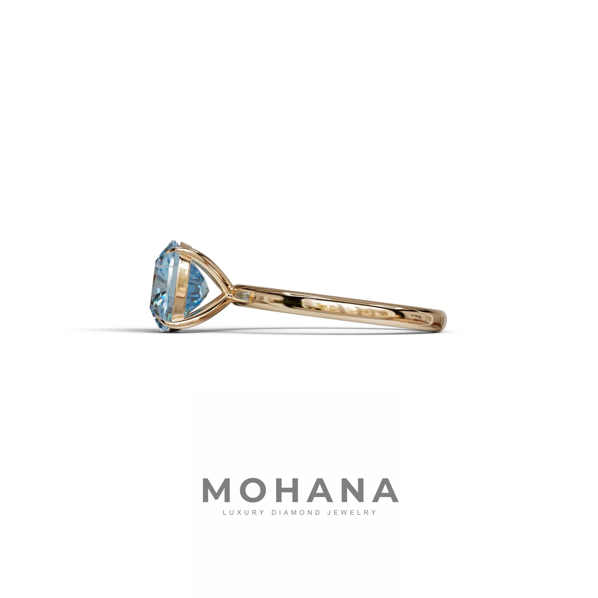 Fancy Blue Cushion Cut Solitaire Lab Grown Diamond Engagement Ring Mesmera