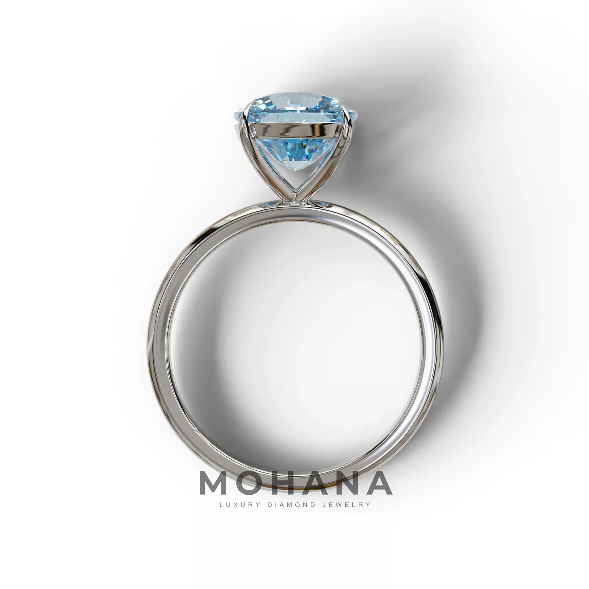 Fancy Blue Cushion Cut Solitaire Lab Grown Diamond Engagement Ring Mesmera