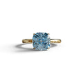 Fancy Blue Cushion Cut Solitaire Lab Grown Diamond Engagement Ring Mesmera - 2 Carat / 10K Solid Gold / Yellow Gold