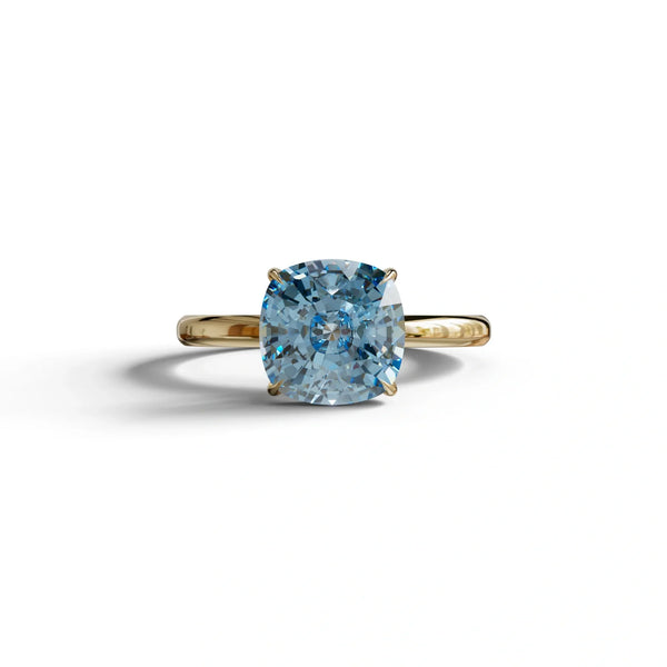 2 to 5 Carat Blue Lab Grown Diamond Engagement Ring – Cushion Cut Solitaire