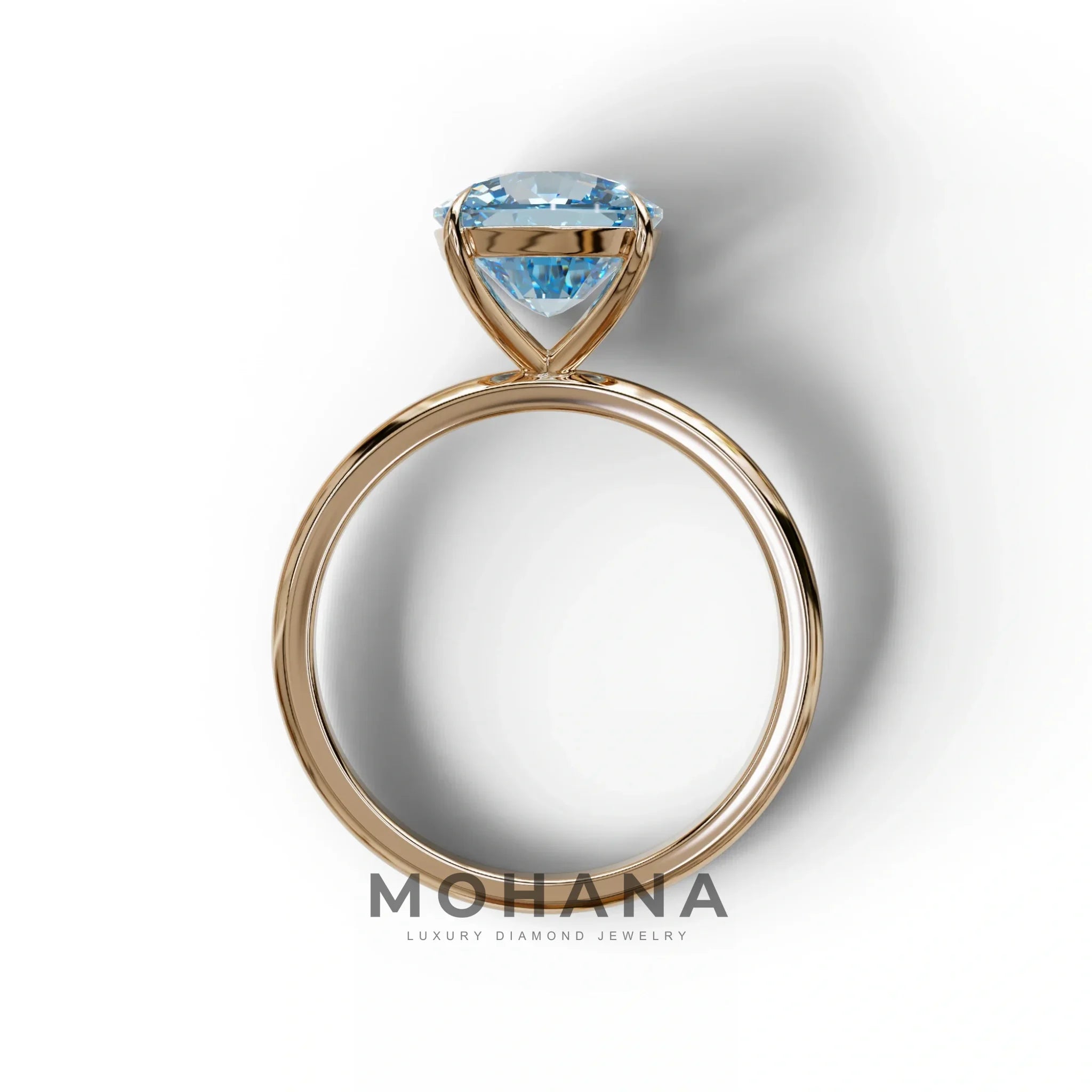 Fancy Blue Cushion Cut Solitaire Lab Grown Diamond Engagement Ring Mesmera
