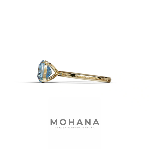 2 to 5 Carat Blue Lab Grown Diamond Engagement Ring – Cushion Cut Solitaire alternate view