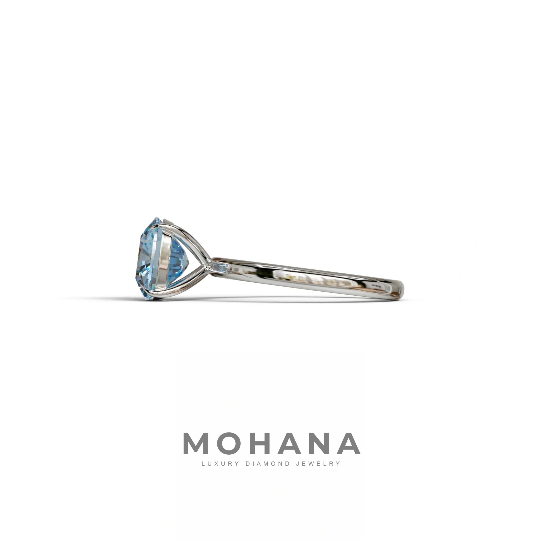 Fancy Blue Cushion Cut Solitaire Lab Grown Diamond Engagement Ring Mesmera