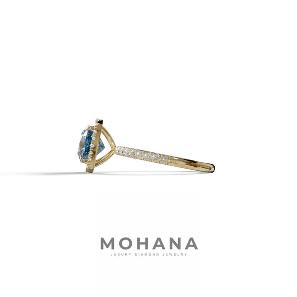 2 to 5 Carat Blue Lab Grown Diamond Engagement Ring – Cushion Cut Halo | Rosa alternate view