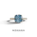 2.5 Carat Blue Cushion Cut Hidden Halo & Pave Lab Grown Diamond Ring - 10K Solid Gold / Yellow Gold