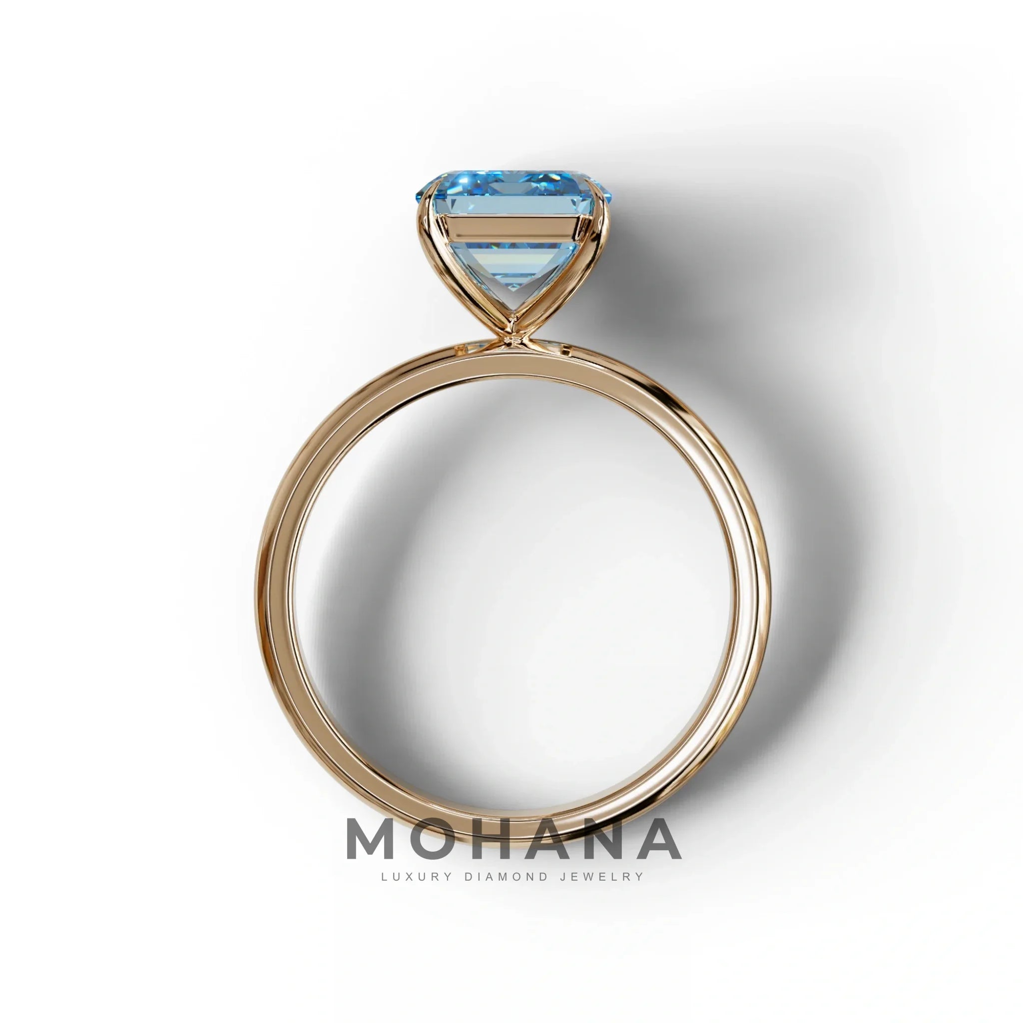 Fancy Blue Emerald Cut Solitaire Lab Grown Diamond Engagement Ring - Vanessa