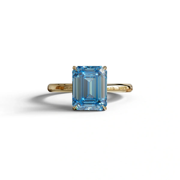 2 to 5 Carat Blue Lab Grown Diamond Engagement Ring – Emerald Cut Solitaire | Vanessa