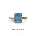 2.5 Ct Blue Emerald Cut Lab Diamond In Hidden Halo & Pave Setting Ring - Siena 10K Solid Gold / Rose Gold