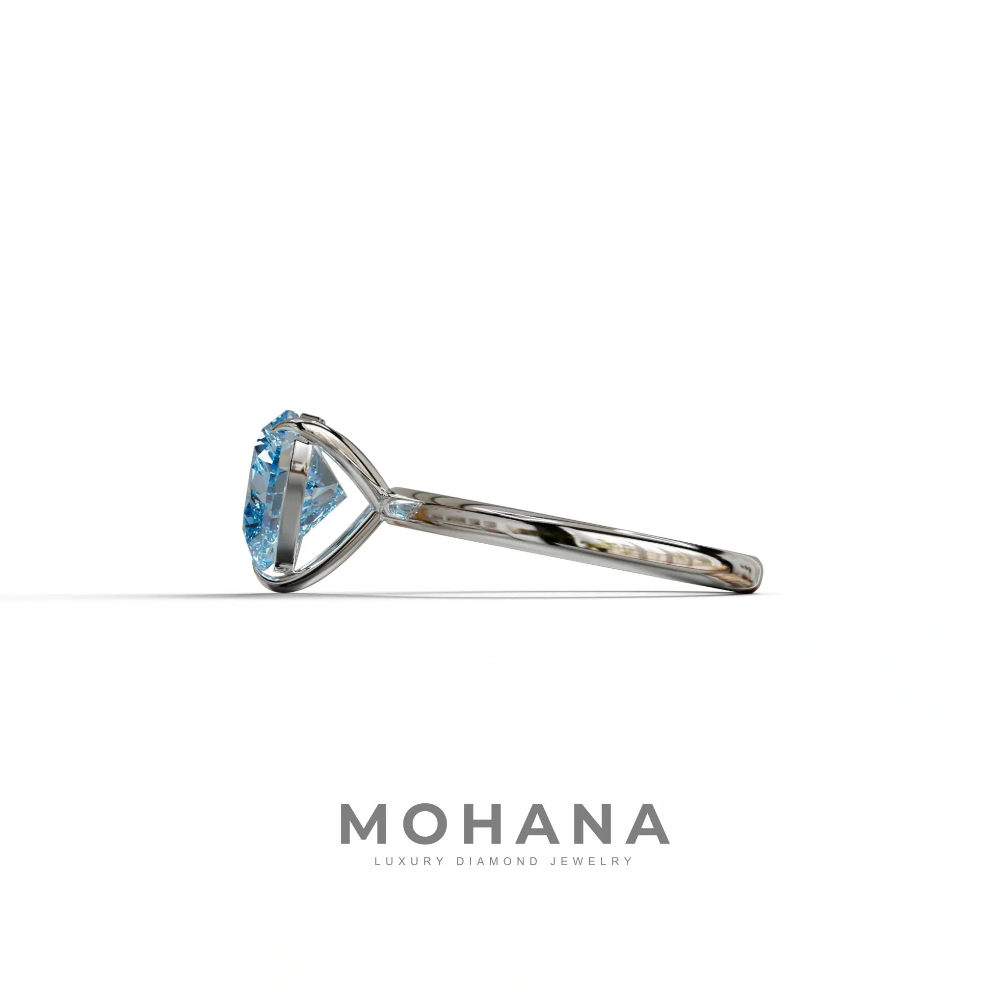 Fancy Blue Heart Cut Solitaire Lab Grown Diamond Engagement Ring - Mellow