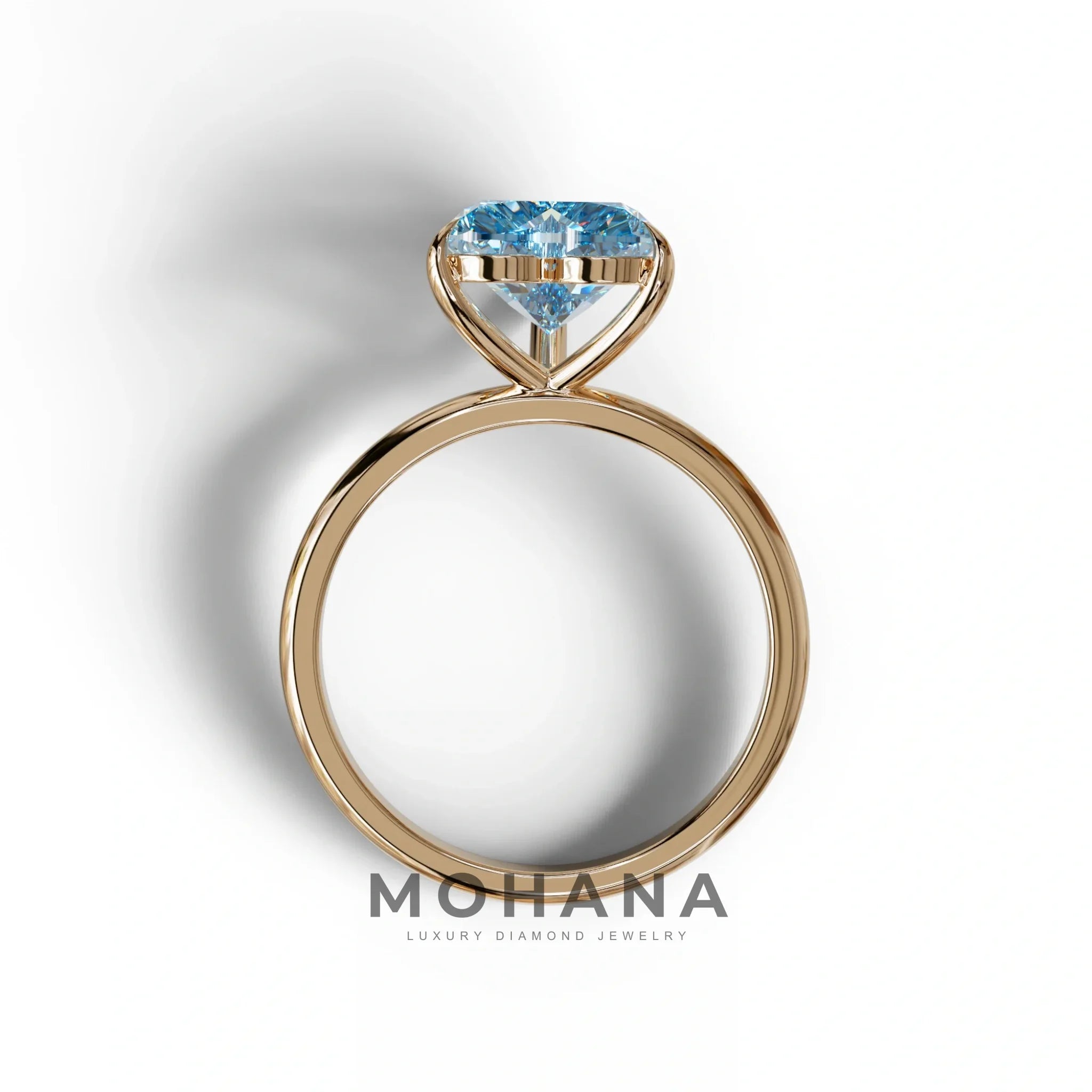 Fancy Blue Heart Cut Solitaire Lab Grown Diamond Engagement Ring - Mellow