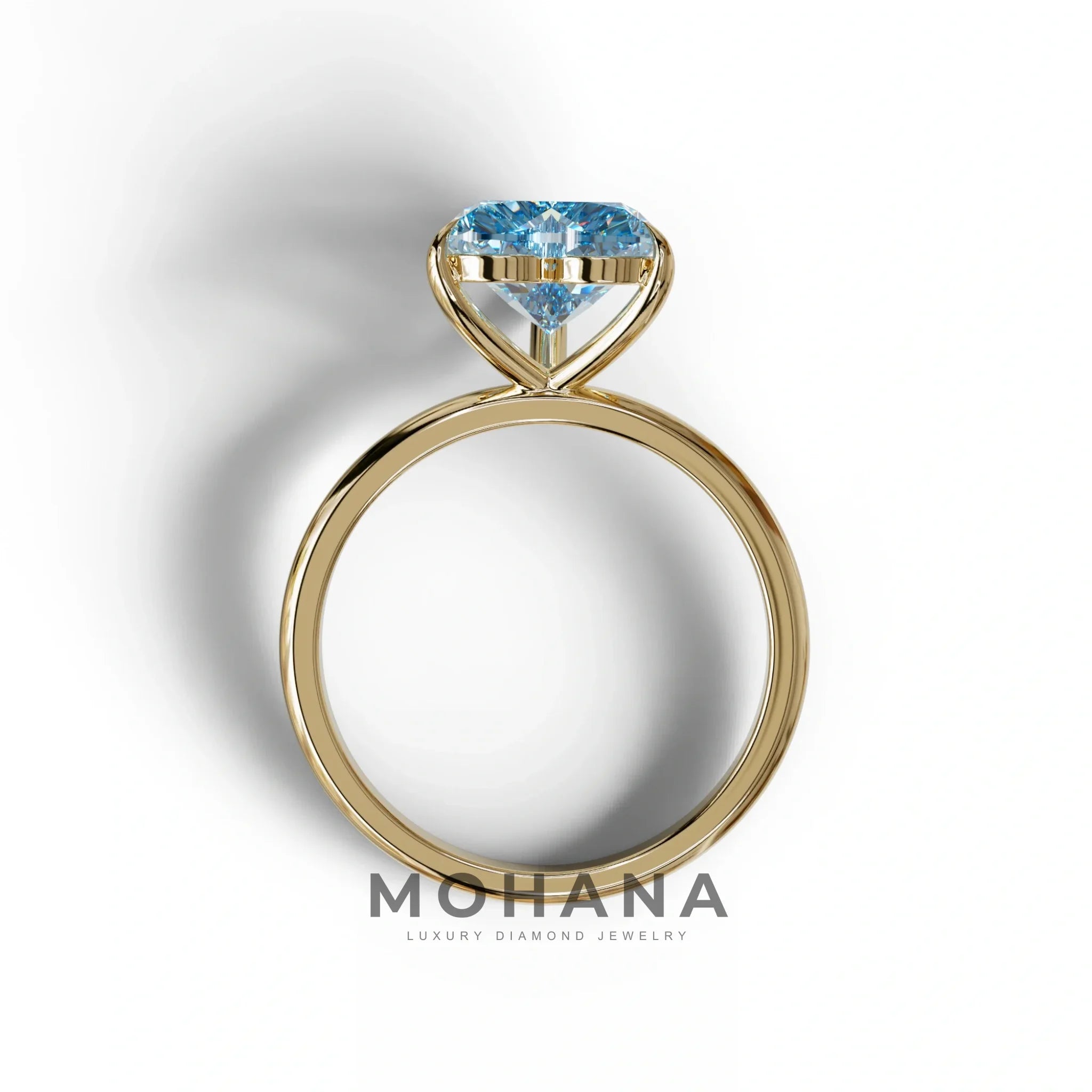 Fancy Blue Heart Cut Solitaire Lab Grown Diamond Engagement Ring - Mellow