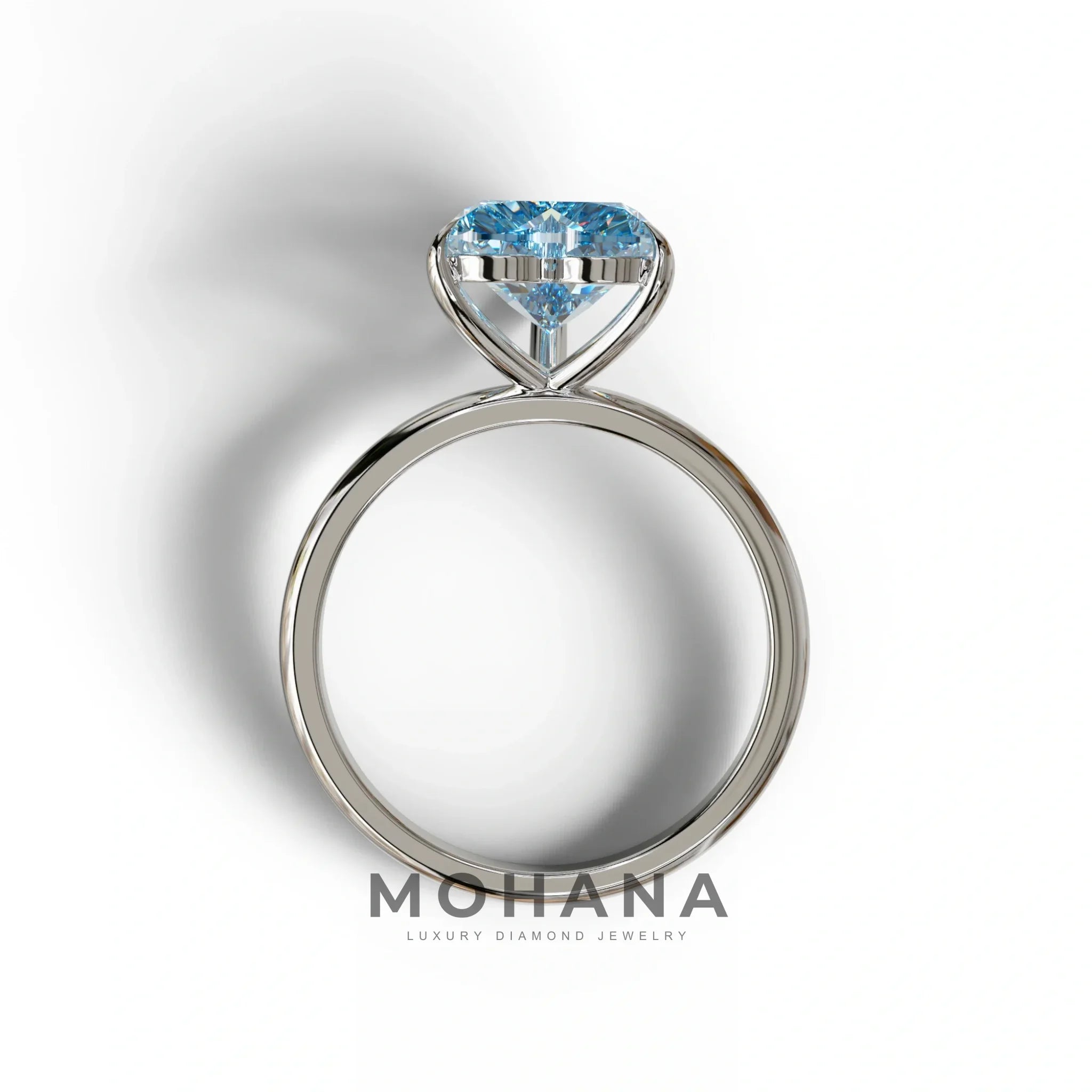Fancy Blue Heart Cut Solitaire Lab Grown Diamond Engagement Ring - Mellow