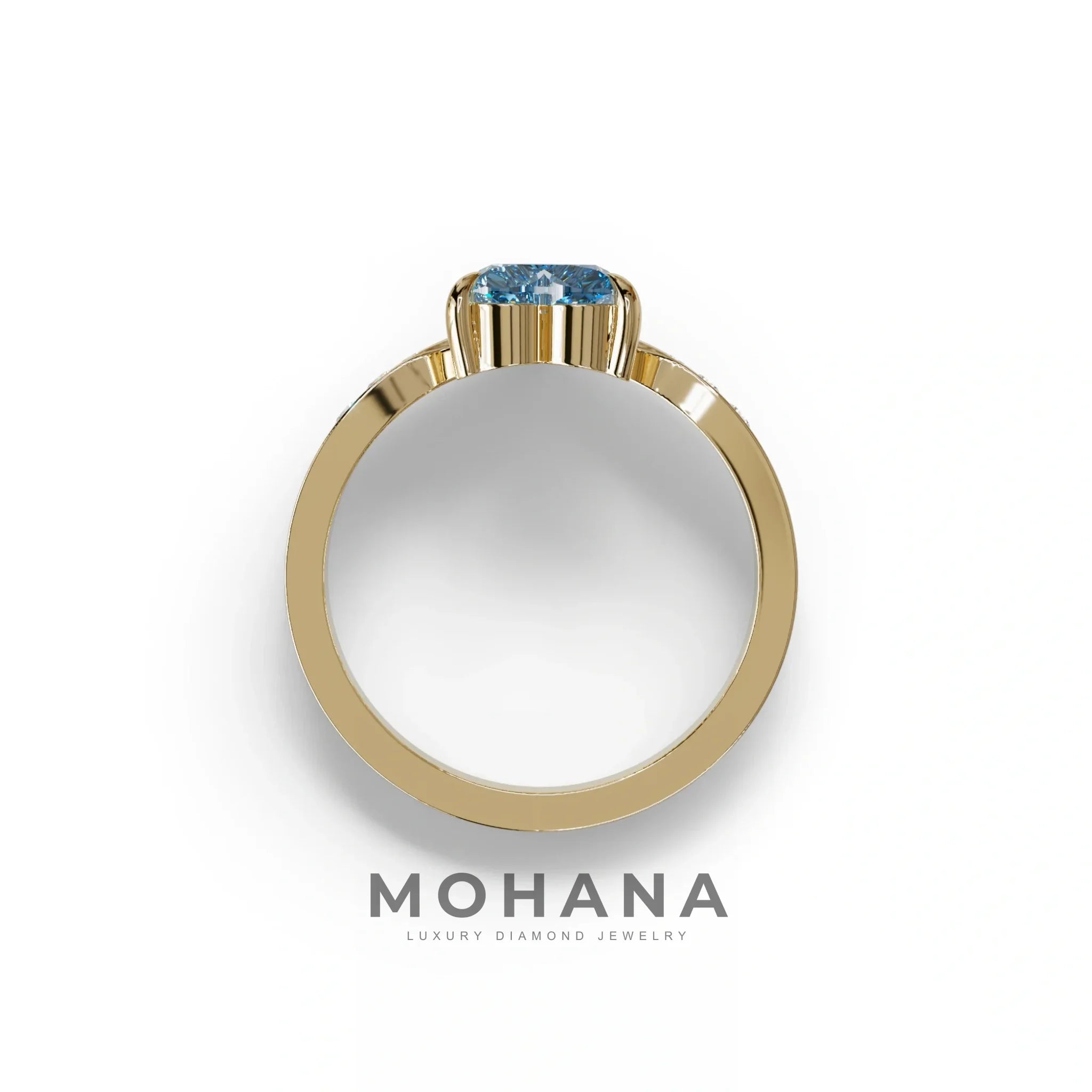 Blue Heart Shape Lab Grown Diamond Engagement Ring - Moise