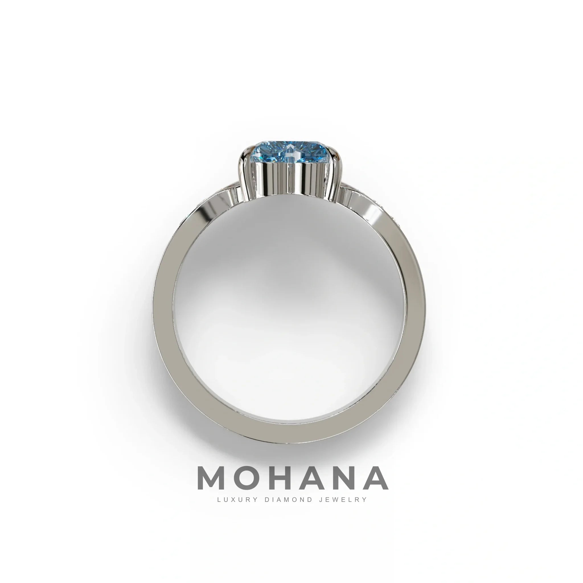 Blue Heart Shape Lab Grown Diamond Engagement Ring - Moise