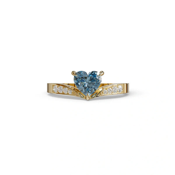2 to 5 Carat Blue Lab Grown Diamond Engagement Ring – Heart Cut Halo | Moise
