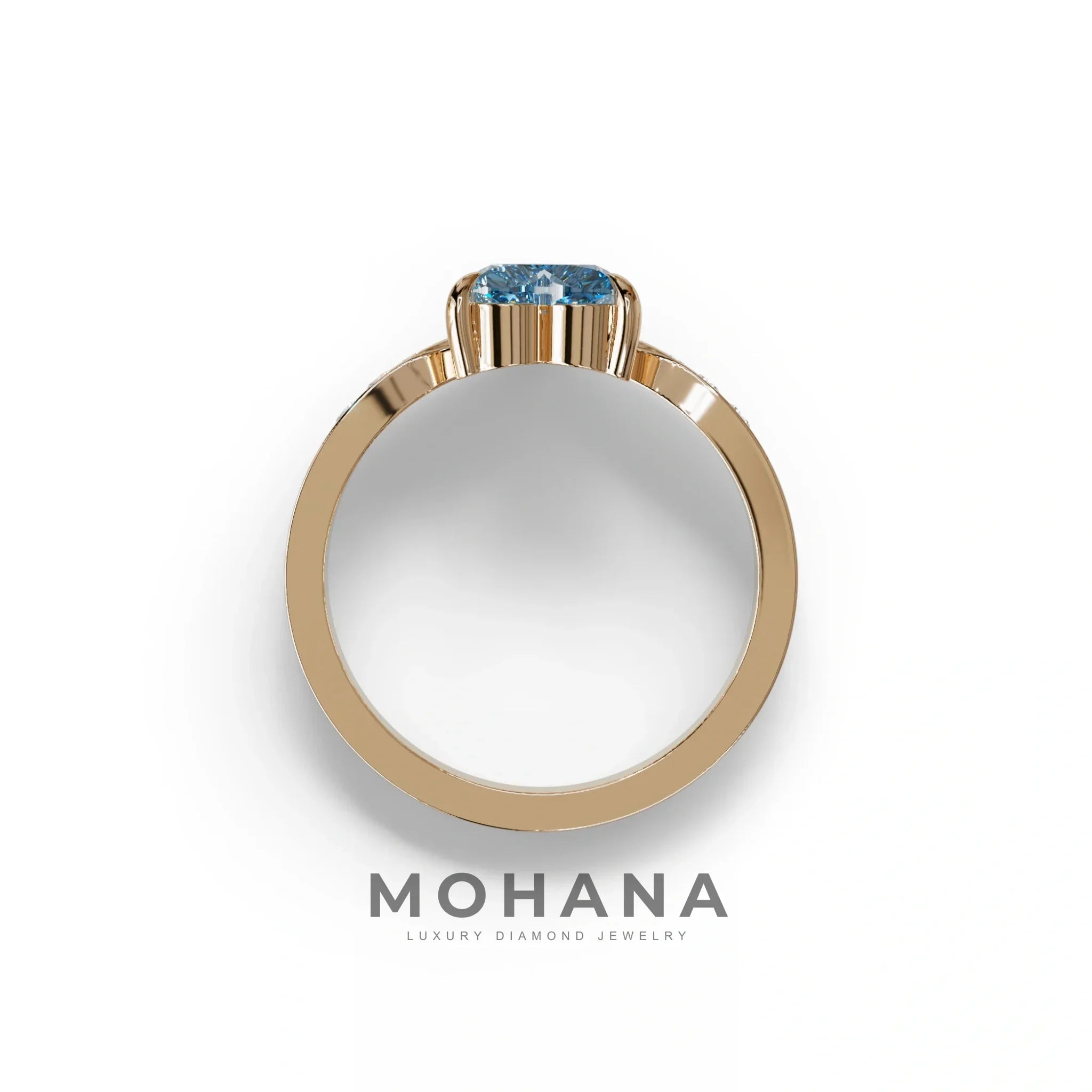 Blue Heart Shape Lab Grown Diamond Engagement Ring - Moise