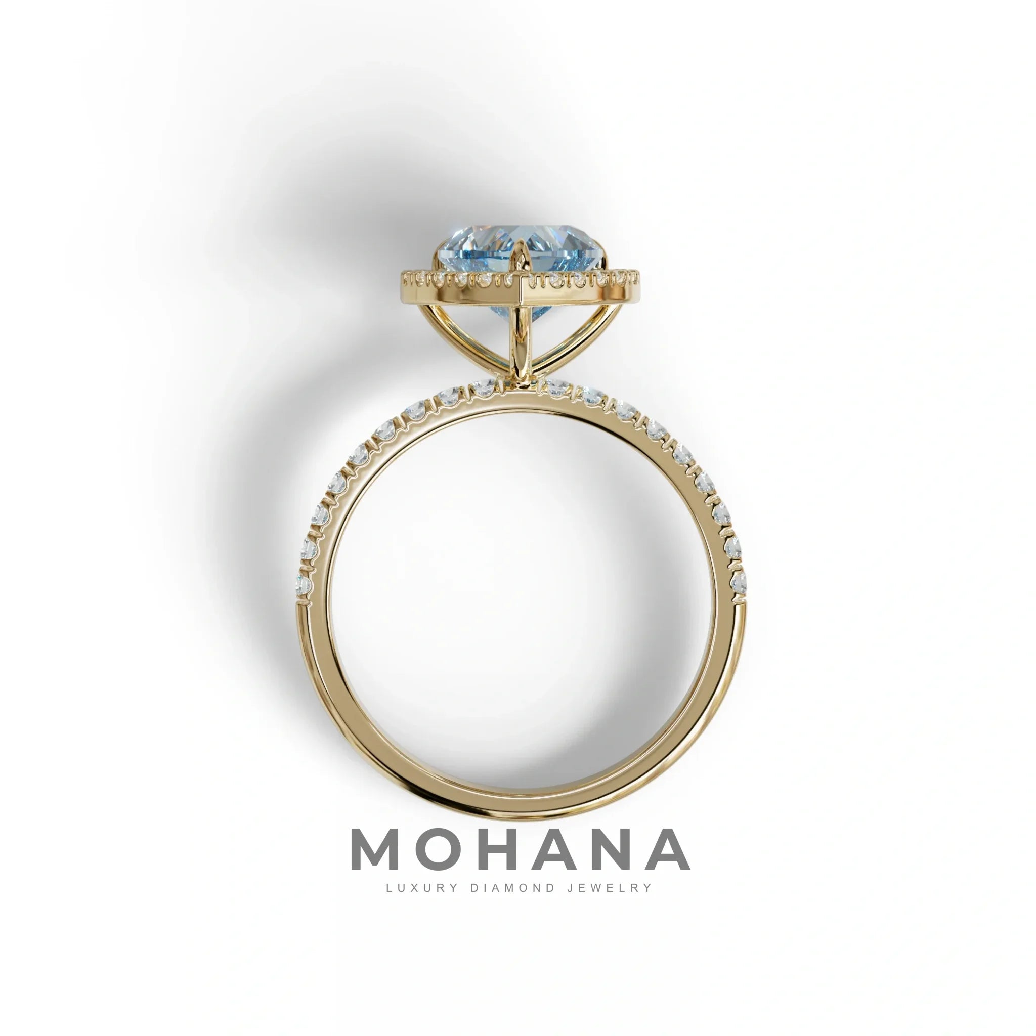 Blue Heart Cut Halo & Pavé Lab Grown Diamond Engagement Ring - Gelia