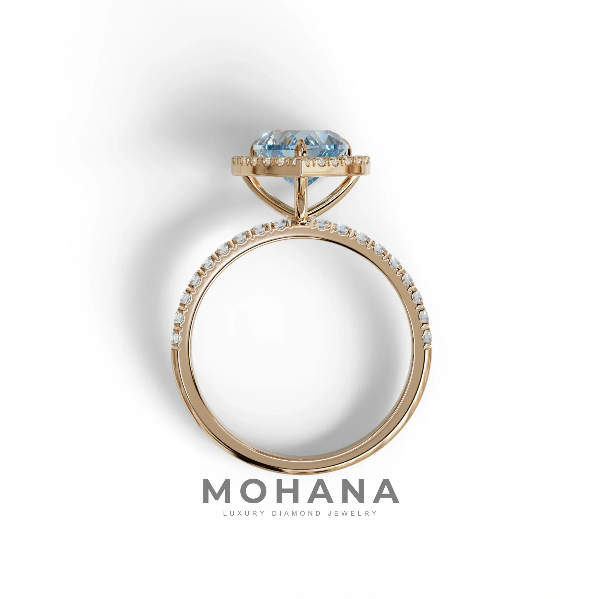 Blue Heart Cut Halo & Pavé Lab Grown Diamond Engagement Ring - Gelia