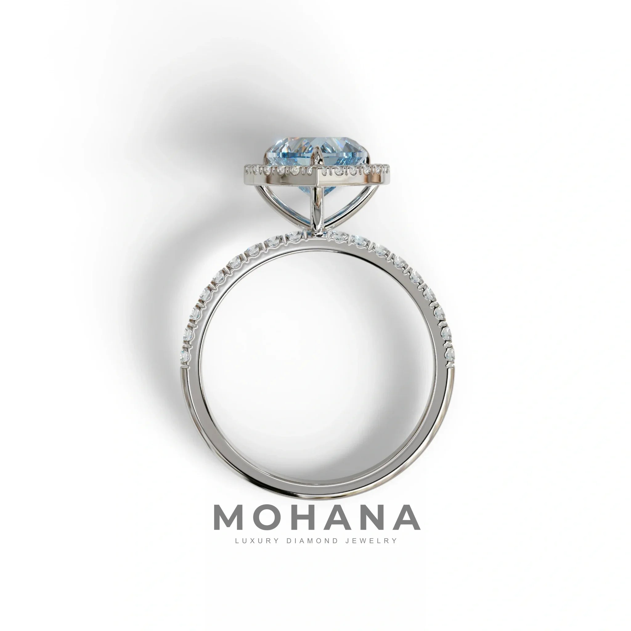 Blue Heart Cut Halo & Pavé Lab Grown Diamond Engagement Ring - Gelia