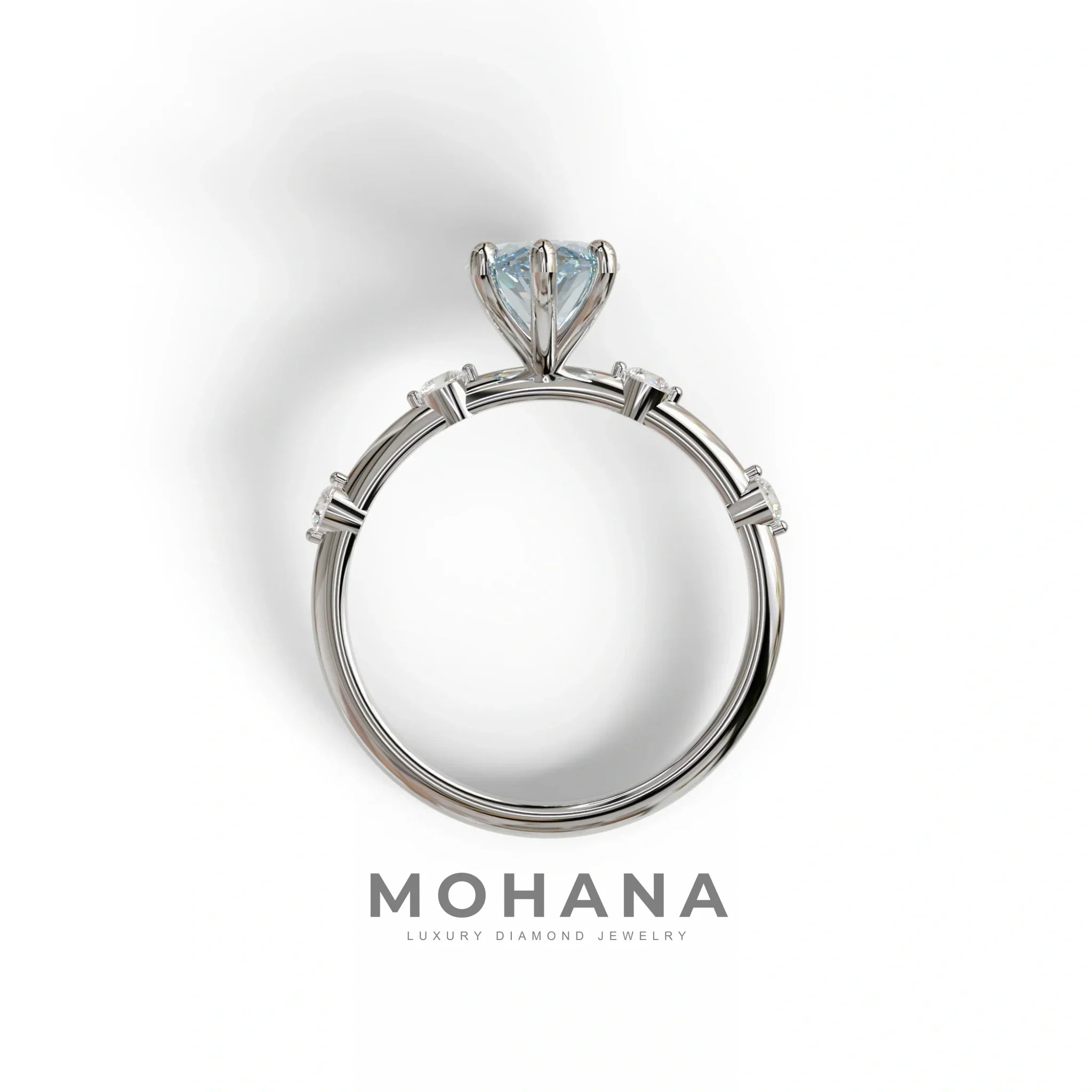 2.5 Ct Fancy Vivid Blue Marquise Cut Lab Diamond In Space-Chanel Setting Ring - Nimi