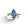 Fancy Blue Marquise Cut Solitaire Lab Grown Diamond Engagement Ring - Celestina - 2 Carat / 10K Solid Gold / Yellow Gold