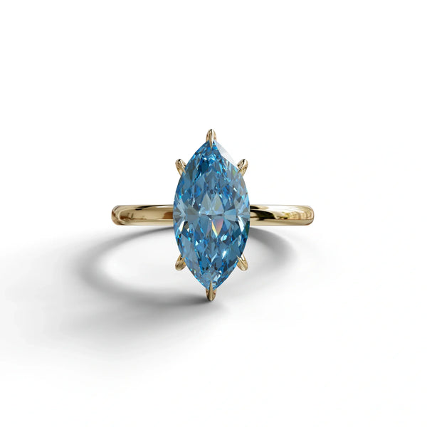 2 to 5 Carat Blue Lab Grown Diamond Engagement Ring – Marquise Cut Solitaire | Celestina