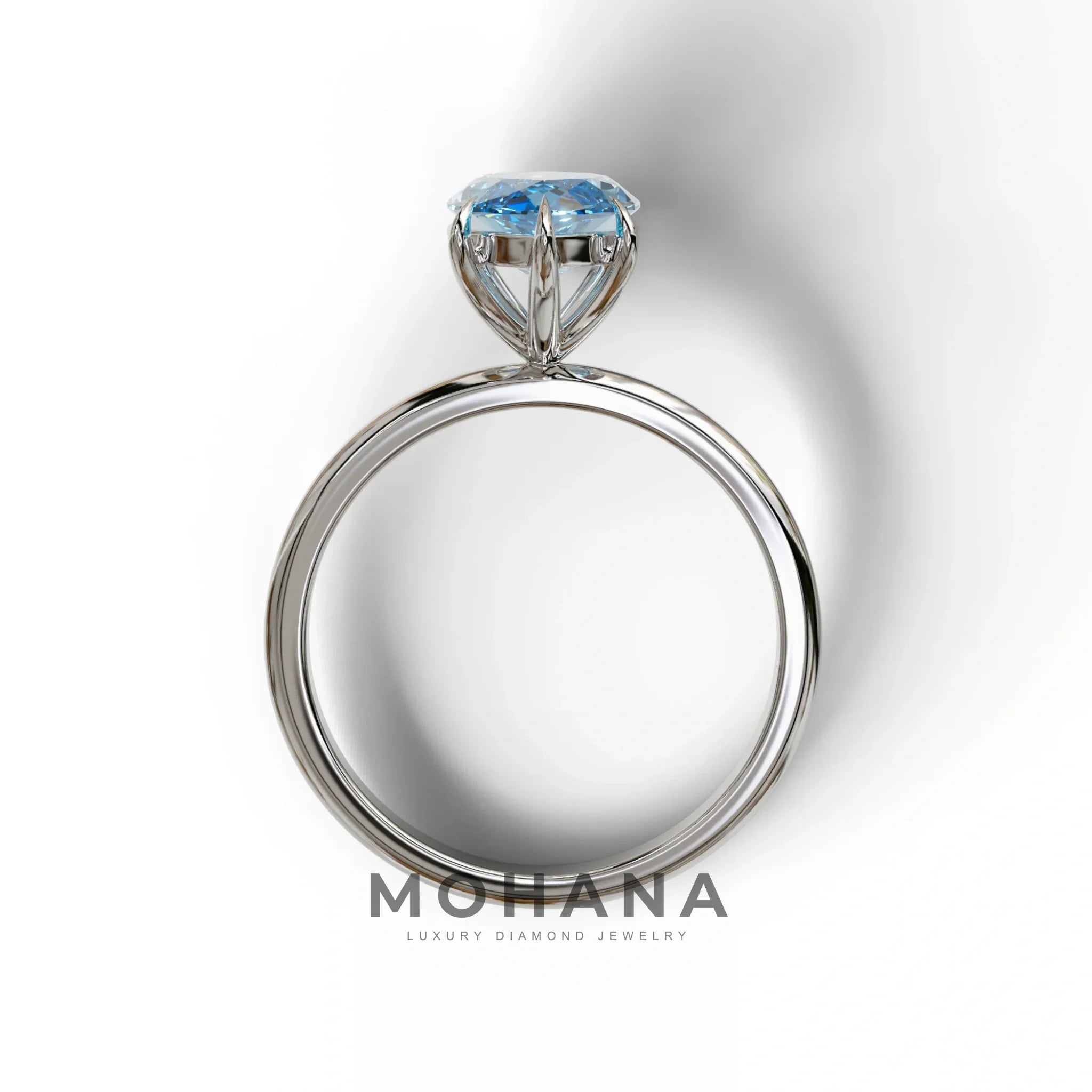 Fancy Blue Marquise Cut Solitaire Lab Grown Diamond Engagement Ring - Celestina
