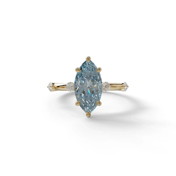 2.5 Carat Blue Lab Grown Diamond Engagement Ring – Marquise Cut Channel | Nimi