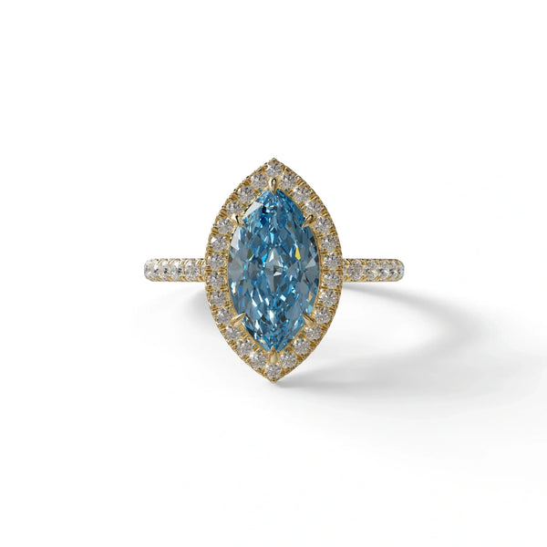 2 to 5 Carat Blue Lab Grown Diamond Engagement Ring – Marquise Cut Halo | Simplicity