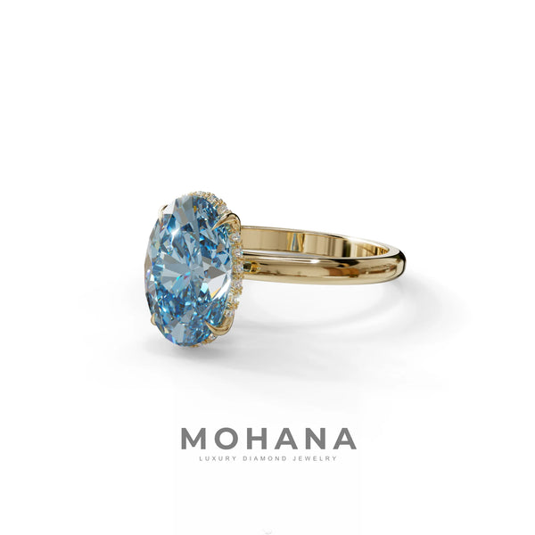 2.5 Carat Blue Lab Grown Diamond Engagement Ring – Oval Cut Hidden Halo alternate view